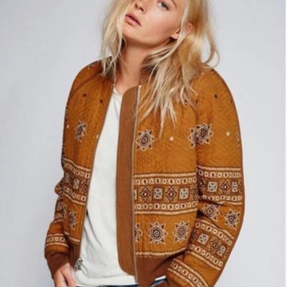 Free People Jackets & Blazers - FREE PEOPLE New Romantics Bonanza Bomber Jacket S